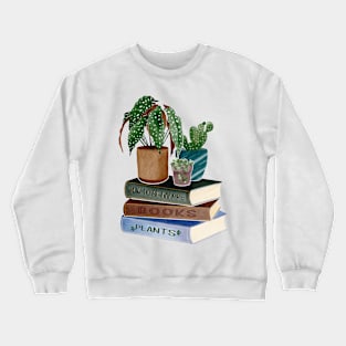 Plants on stack of books Crewneck Sweatshirt